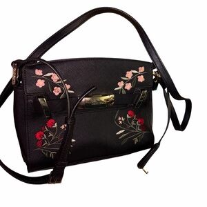 Calvin Klein Black Floral Embroidered Women's Bag